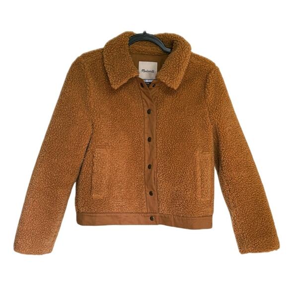 Madewell Sherpa Portland Jacket S Golden Pecan Brown Small Cozy Fall Cabincore - Picture 6 of 10